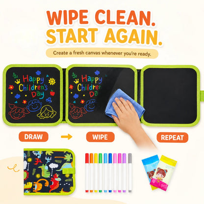 DoodleLoop – Reusable Magic Drawing Book with Watercolor Pens for Kids
