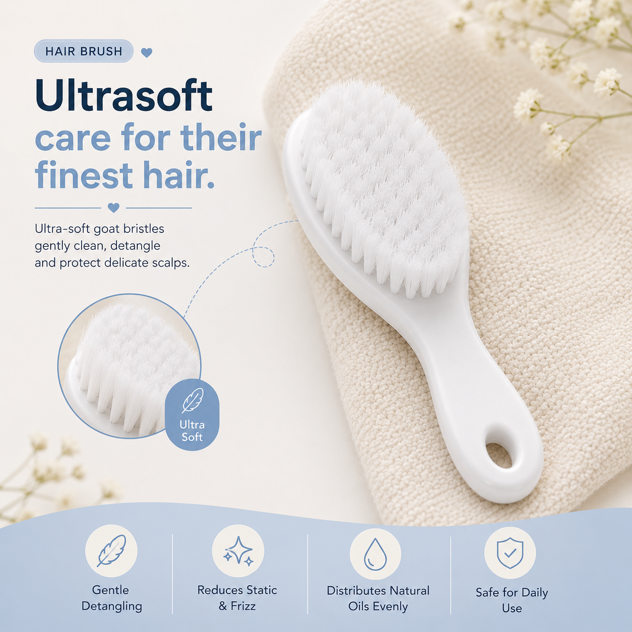 PureTouch™ – Newborn Hair Brush & Scalp Care Set (0+ Months)
