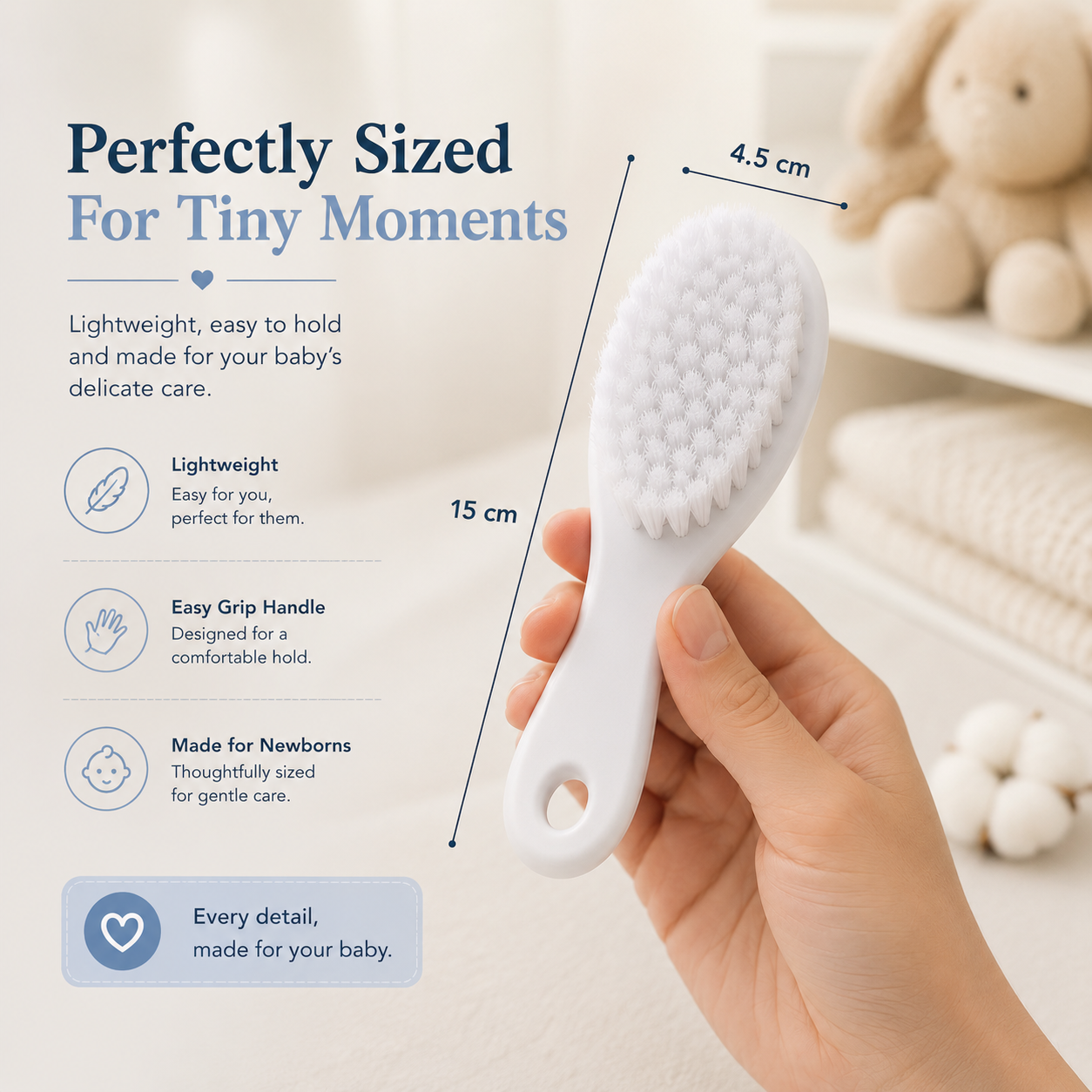 PureTouch™ – Newborn Hair Brush & Scalp Care Set (0+ Months)