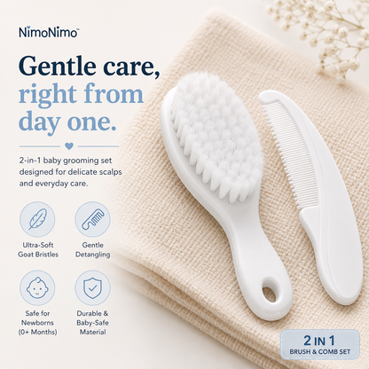 PureTouch™ – Newborn Hair Brush & Scalp Care Set (0+ Months)