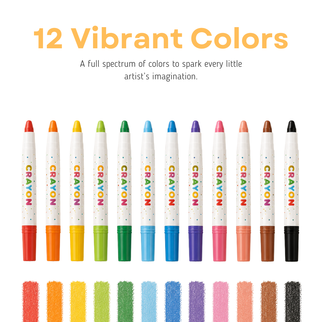 NimoCrayons™ Washable Twist Crayons – 12 Colors